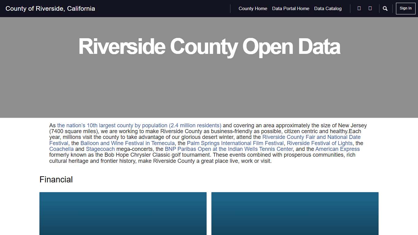 Riverside County Open Data Riverside County Open Data